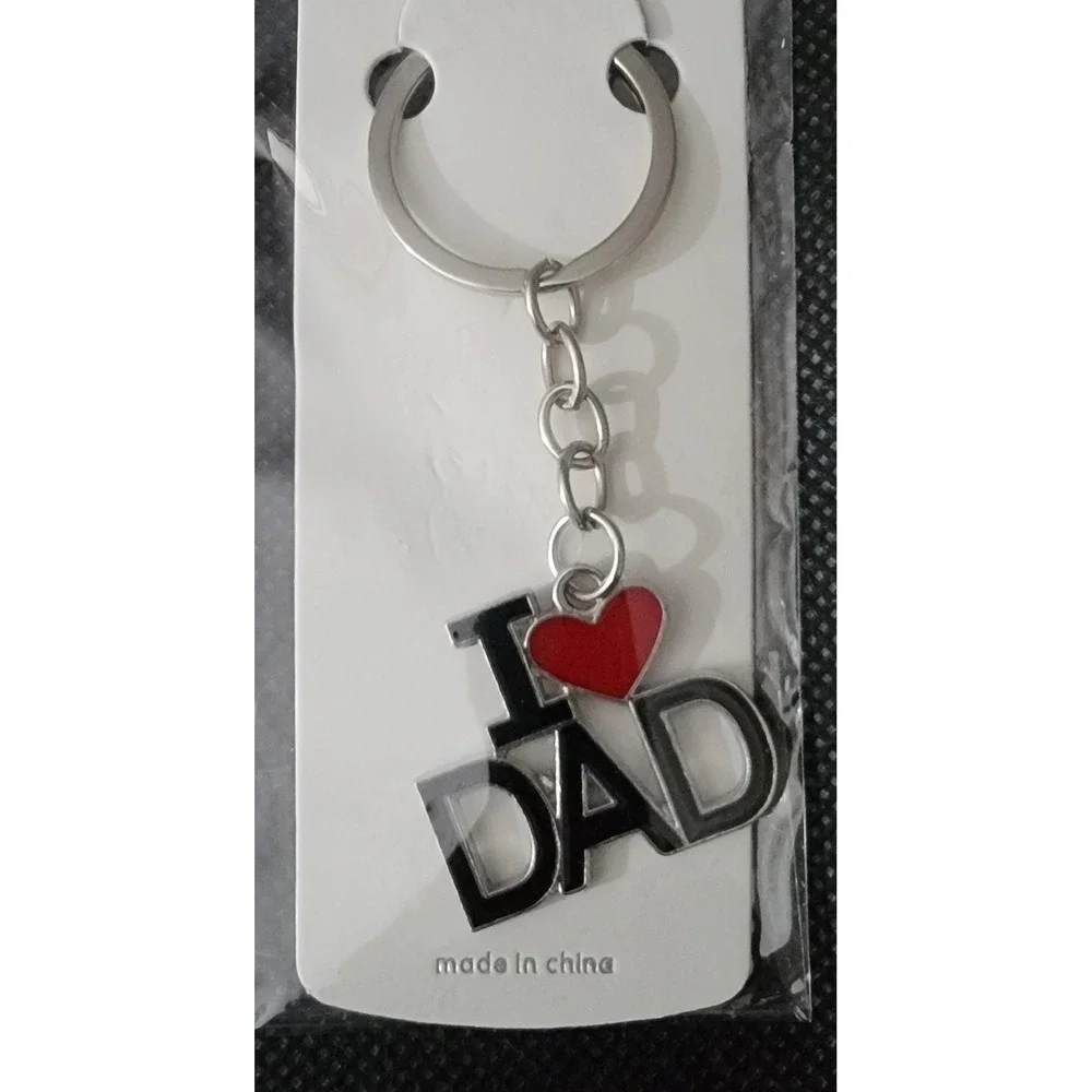 Mint I Heart DAD‎ Keychain Silver Tone Metal Red Heart Fathers Day Gift New
